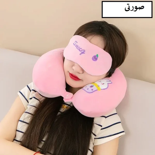 بالش دورگردنی طرح اسموتی مدل حیوانات کد JIMI110 به همراه چشم بند خواب - Image 4