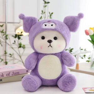 عروسک طرح خرس دوچهره مدل لباس کرومی کد JIM110 ارتفاع 3۵ سانتی‌متر