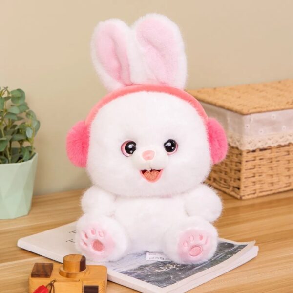Cute-Cartoon-Animal-Figure-Plush-Custom-Wholesale-Toys-with-Earphone (3) عروسک طرح خرگوش خندان مدل هدفون دار ارتفاع 28 سانتی متر - Image 1