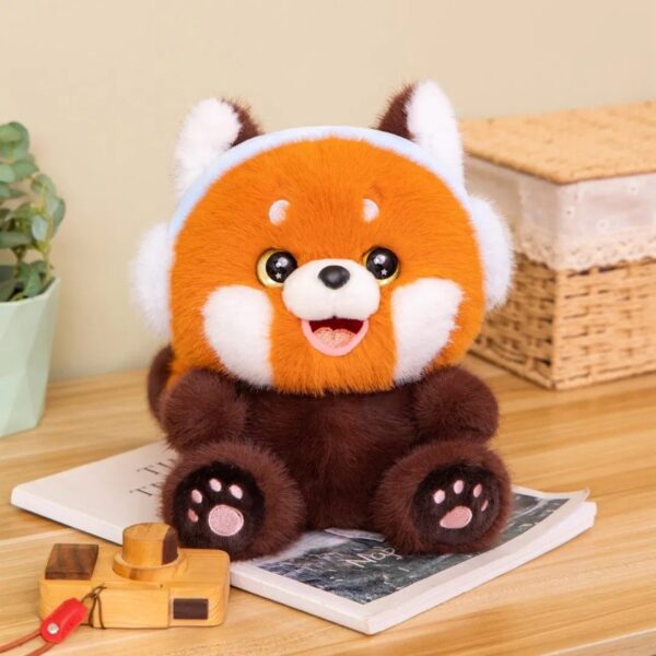 Cute-Cartoon-Animal-Figure-Plush-Custom-Wholesale-Toys-with-Earphone عروسک طرح راکون خندان مدل هدفون دار ارتفاع 28 سانتی متر - Image 1