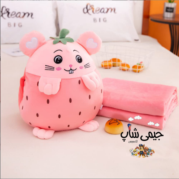 عروسک بالشتی مدل خرگوش توت فرنگی کد JIM110 به همراه پتو - Image 2