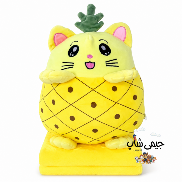 ef69c2 عروسک بالشتی مدل گربه آناناسی کد JIM110 ارتفاع 40 سانتی متر به همراه پتو - Image 1